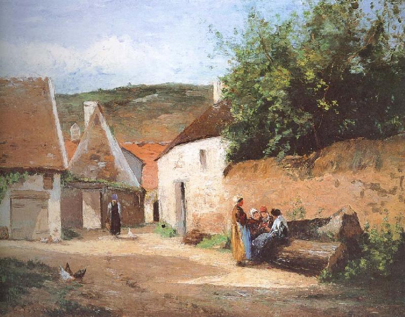 Camille Pissarro Chat village woman Spain oil painting art